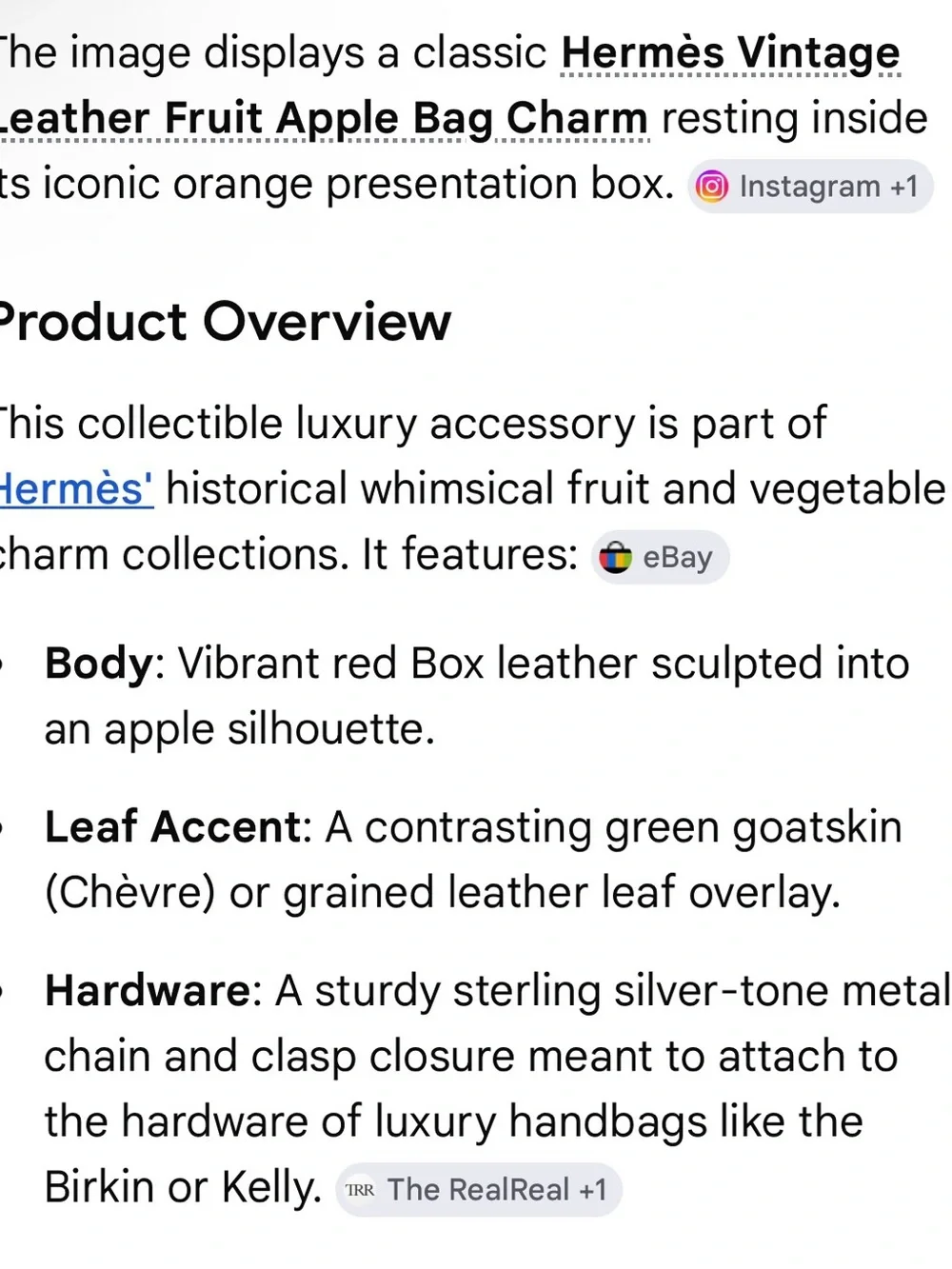 Hermès Vintage Leather Fruit Apple Bag Charm - Picture 13 of 13